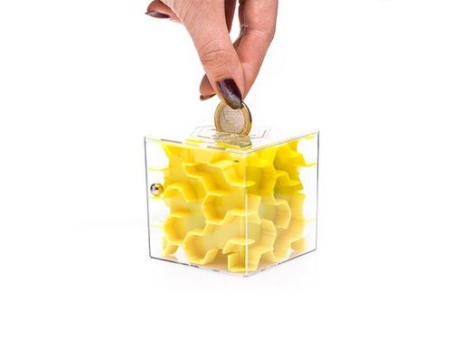 Mini skarbonka labirynt - żółta na Arena.pl