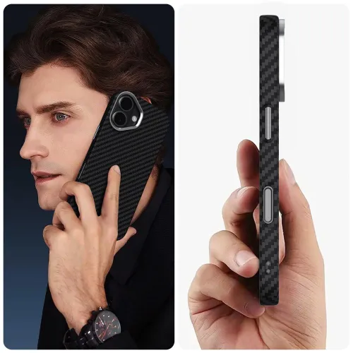 Etui Tech-Protect Ion Carbon MagSafe na iPhone 17 - czarno-srebrne na Arena.pl