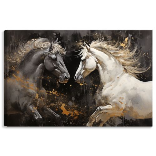 Obraz Canvas KONIE Zwierzęta Abstrakcja Elementy Złota 120cm x 80cm na Arena.pl