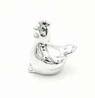 Kura wielkanocna kurka ceramiczna srebrna ozdoba