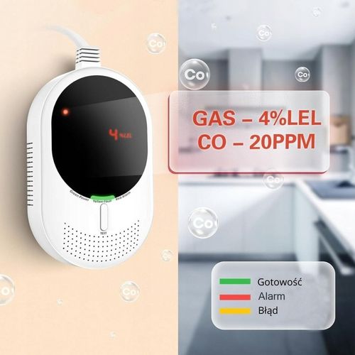 Czujnik Czadu Gazu Ziemnego Tlenku Węgla Detektor Czujka CERTYFIKOWANY LCD na Arena.pl
