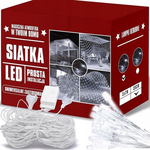 Siatka LED 3x3 M 320 LED Biała Zimna Lampki Choinkowe Led Zewnętrzne na Arena.pl