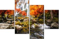 120CM 80CM ZEGAR 4 ELEM JESIENNY WODOSPAD OBRAZ ŚCIENNY