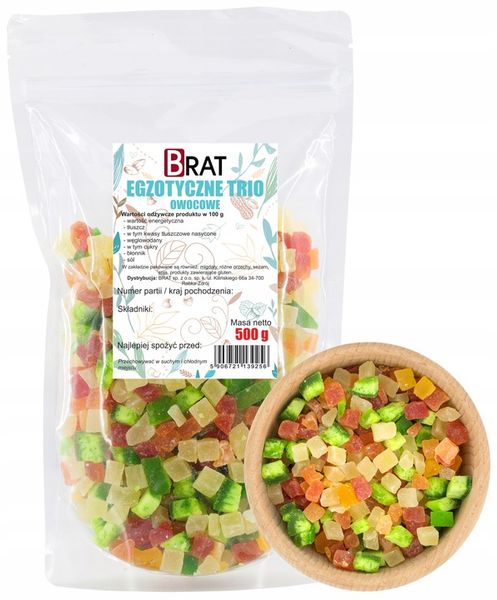 KANDYZOWANE OWOCE MIX 500g Ananas Melon Papaja zdjęcie 1