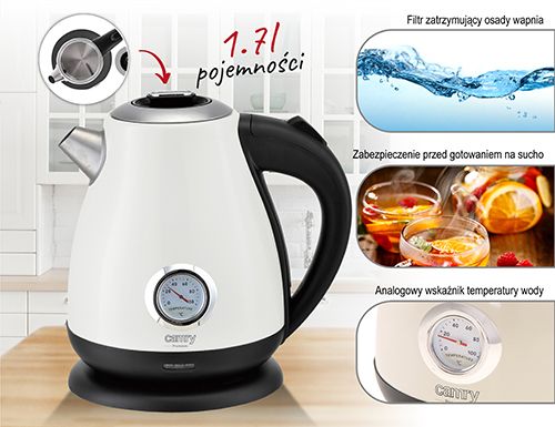 CR 1344 white Czajnik metalowy z termometrem 1,7L na Arena.pl