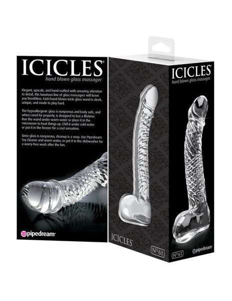 Szklane Dildo Penis Ze Spiralą - Icicles No 61 Pipedream zdjęcie 5