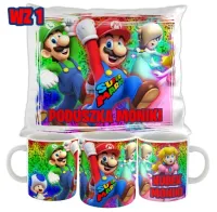 ZESTAW dla dziecka SUPER MARIO kubek+poduszka+IMIĘ UNIKALNY WYJĄTKOWY