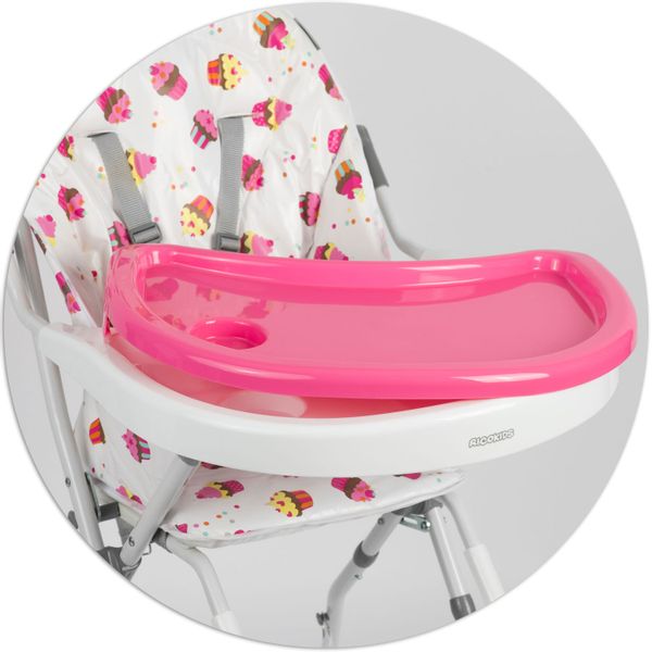 Krzesełko do karmienia Eldo biało-różowy zdjęcie 8