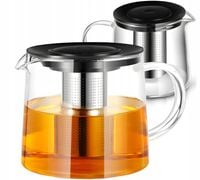 2 x DZBANEK ZAPARZAC SZKLANY DO HERBATY KAWY ZIÓŁ SITKO NIERDZEWNY 1,5 L