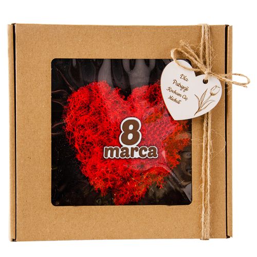 Prezent na Dzień Kobiet serce wykończone chrobotkiem w pudełku czerwone na Arena.pl
