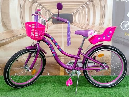Rower dziecięcy dla dziewczynki FLOWER koło 20 " + wstążki, koszyk, dzwonek na Arena.pl
