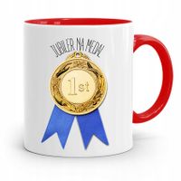 Dla Jubilera Kubek Czerwony Jubiler Na Medal Z Nadrukiem Ze Zdjęciem