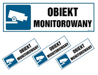 Obiekt Monitorowany 15X5 Naklejka Folia Znak Kamer X 3