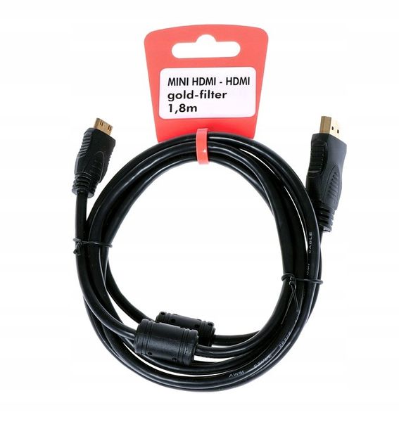 Kabel HDMI miniHDMI 1,8m GOLD pin filtr ferryt HD na Arena.pl