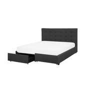 Łóżko z szufladami tapicerowane 160 x 200 cm ciemnoszare LA ROCHELLE