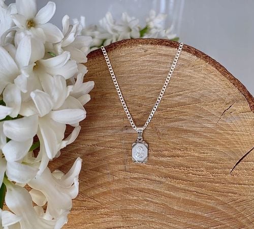 Łańcuszek srebrny Medalik komunijny MATKA BOSKA na Komunię czy Chrzest 45cm na Arena.pl