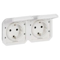 Nowe Plexo - Gniazdo Schuko 2x2P+Z poziome, mechanizm 16A-250V~ - białe - Legrand 069675L