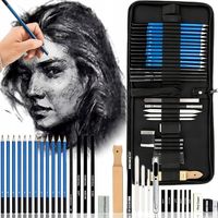 PROFESJONALNY ZESTAW OŁÓWKÓW DO SZKICOWANIA RYSOWANIA 32w1 OŁÓWKI + ETUI