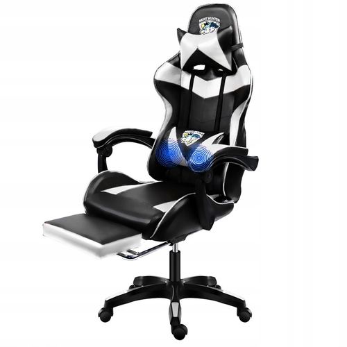 FOTEL gamingowy z MASAŻEM pleców KOMPUTEROWY OBROTOWY dla gracza +podnóżek! na Arena.pl