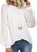 Bluzka damska sweter koronkowe rękawy waflowa biała okrągły dekolt XL