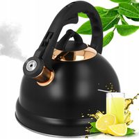 CZAJNIK TRADYCYJNY Z GWIZDKIEM 2,7L GAZ INDUKCJA STAL NIERDZ. CZARNO ZŁOTY