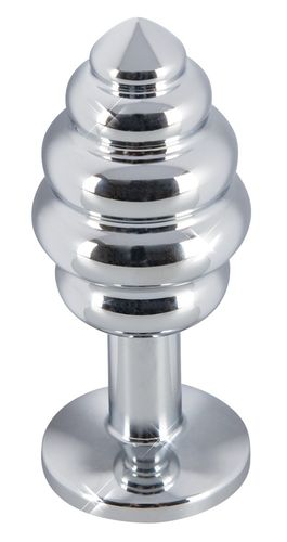 Korek analny srebrny z rowkami stymulacyjnymi na Arena.pl