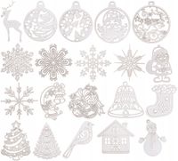 BOMBKI CHOINKOWE DREWNIANE OZDOBY ŚWIĄTECZNE Zawieszki białe wzory 20SZT