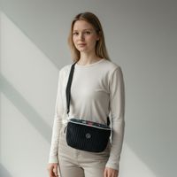 Torebka-Nerka Sztruksowa Czarna z Motywem Kota – Księżycowy Kot - Handmade