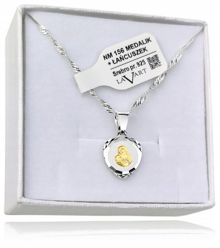 MEDALIK Komunijny Srebrny Łańcuszek SERCE Matka Boska do Komunii na Chrzest na Arena.pl