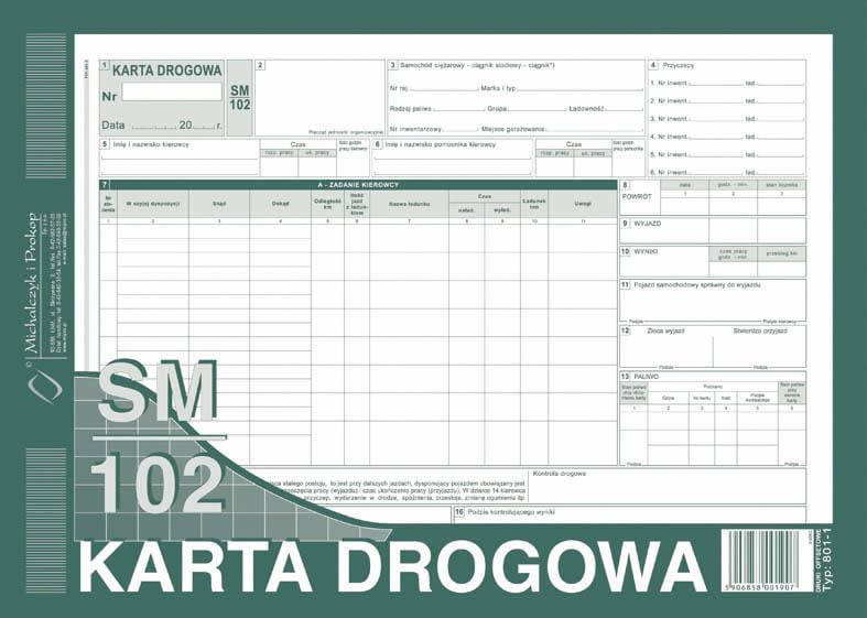 KARTA DROGOWA A4 SM 102 zdjęcie 1