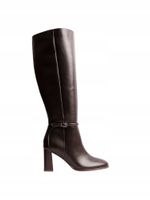 Brązowe - botki Linzi z klamrą i blokowym obcasem r,38