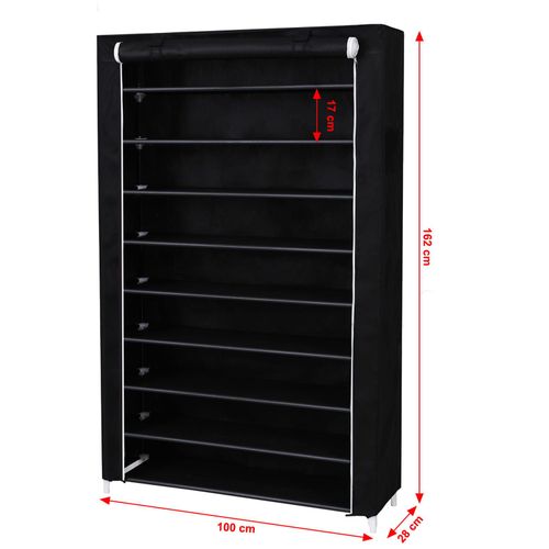 Szafa na buty 100x28 cm czarna tekstylna 9 półek lekka konstrukcja na Arena.pl