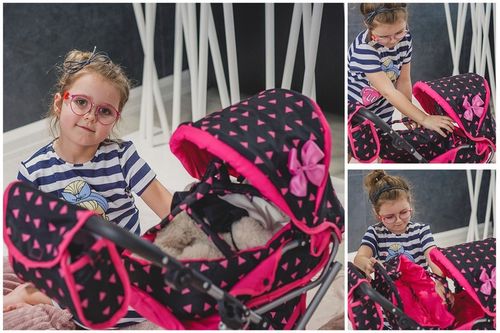 WÓZEK DLA LALEK GŁĘBOKI SPACERÓWKA GONDOLA 3w1 KINDERPLAY TORBA POŚCIEL na Arena.pl