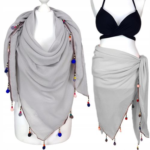 PAREO CHUSTA PLAŻOWA FRĘDZLE narzutka BOHO KOLORY na Arena.pl