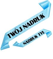 Szarfa jasnoniebieska z Twoim nadrukiem w kolorze czarnym - przód + tył