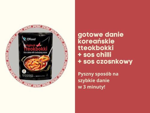 Koreańskie gotowe danie tteokbokki 2 porcje sos chilli i sos czosnkowy gotowe w 3 minuty na Arena.pl