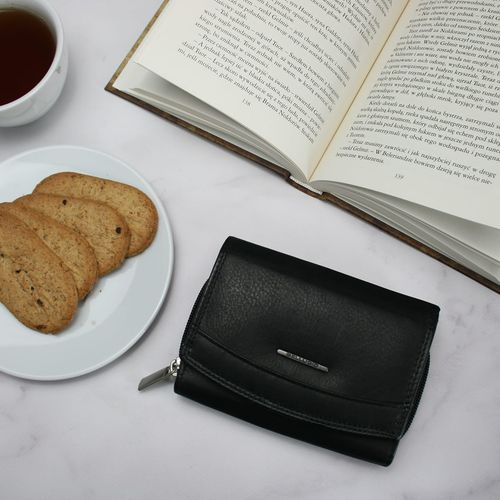 skórzany portfel damski bellugio - czarny na Arena.pl