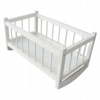 DREWNIANA KOŁYSKA ŁÓŻECZKO DLA LALEK BIAŁE POŚCIEL ELFIK NA PREZENT POKÓJ