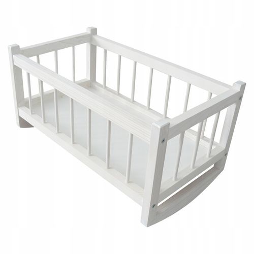 DREWNIANA KOŁYSKA ŁÓŻECZKO DLA LALEK BIAŁE POŚCIEL ELFIK NA PREZENT POKÓJ na Arena.pl