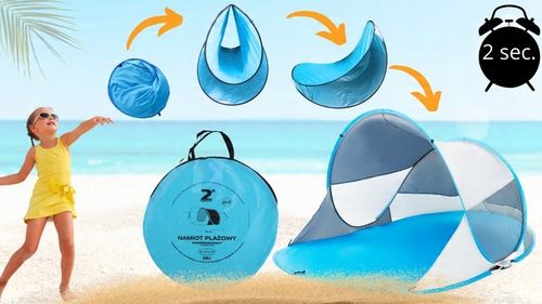 NAMIOT PLAŻOWY SAMOROZKŁADAJĄCY FILTR UV PARAWAN pop up ochrona na słońce na Arena.pl