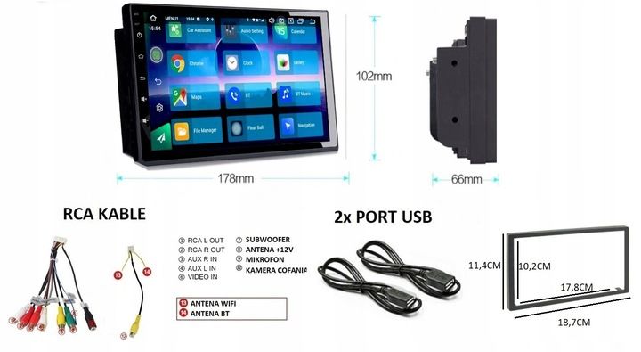 RADIO GPS 2DIN ANDROID AUTO 11 WiFI BT RDS CARPLAY zdjęcie 8