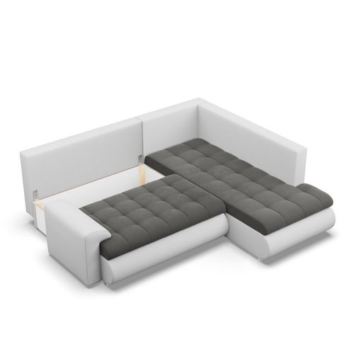 Narożnik z otomaną, prawy, BOSCO, ekoskóra, 230x200x89, biały| TYLETEGOTU na Arena.pl