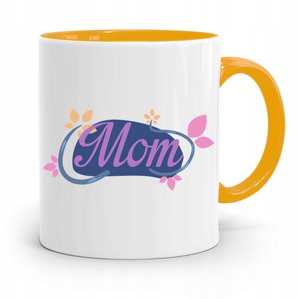 Kubek Żółty Prezent Urodzinowy Dla Mamy Matki Mom Z Nadrukiem Ze Zdjęciem zdjęcie 1