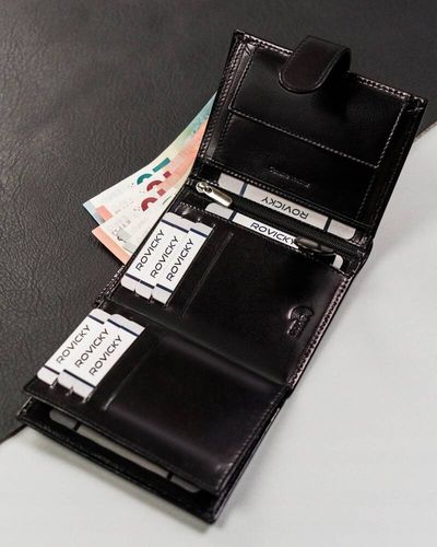 skórzany, duży portfel męski z systemem rfid - rovicky na Arena.pl