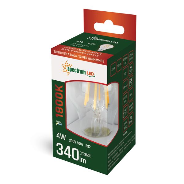 LED GLS E-27 230V 4W COG 1800K CLEAR SPECTRUM zdjęcie 2