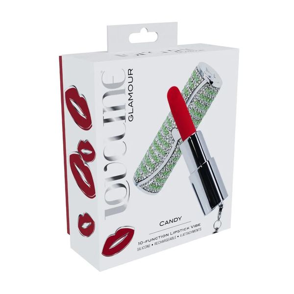 Candy - Lipstick Vibrator With 4 Attachments - Green zdjęcie 2
