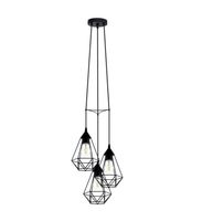 Lampa wisząca potrójna Indust E27 60W czarna design fra