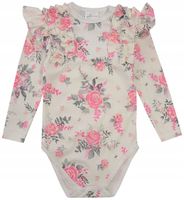 ELEGANCKIE BODY FALBANKI DŁUGI RĘKAW RÓŻE 62 L03A