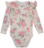 ELEGANCKIE BODY FALBANKI DŁUGI RĘKAW RÓŻE 62 L03A