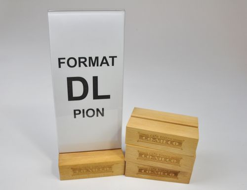 stojak na menu ulotkę plexi + drewniana podstawka z grawerem DL 10 szt na Arena.pl